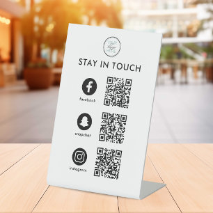 Signe De Table Social Media QR Code Business Pedestal Signal