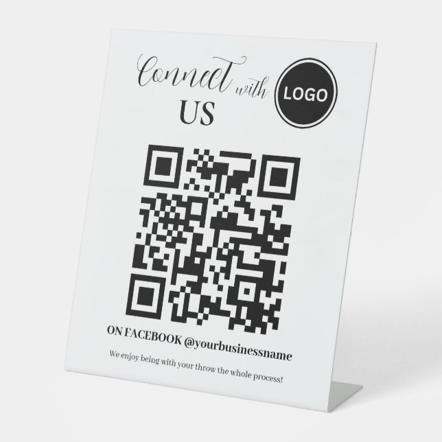 Signe De Table Social Media QR code Connectez-vous avec nous (Recto)