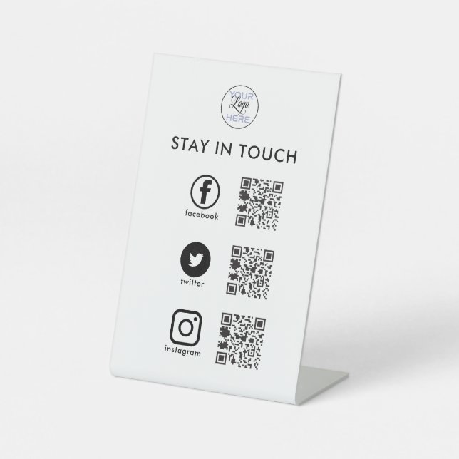Signe De Table Social Media QR Code Entreprise (Recto)