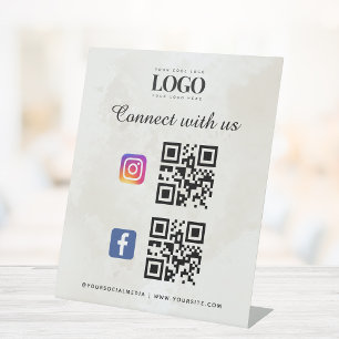 Signe De Table Social Media Qr Code Logo Facebook Instagram Chic
