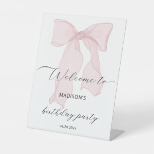 Signe De Table Soirée d'anniversaire Elegant Pink Bow