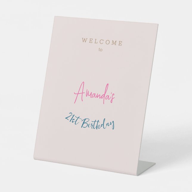 Signe De Table Soirée d'anniversaire minimaliste moderne (Recto)