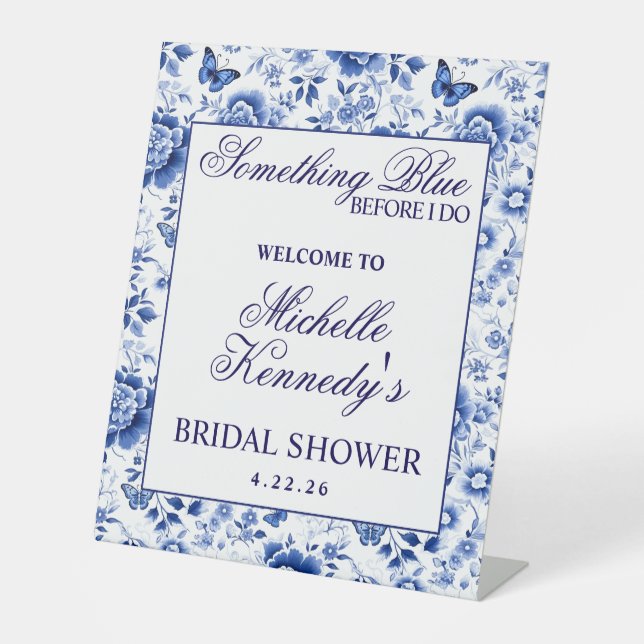 Signe De Table Something Blue Before I Do Floral Bridal Shower  (Recto)