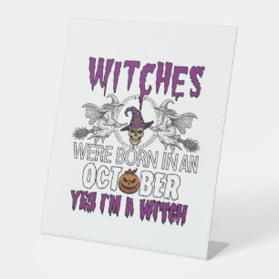 Signe De Table Sorcières Octobre Halloween Crâne Chapeau de Sorci