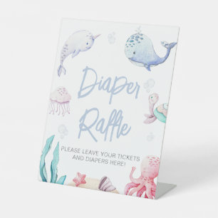 Signe De Table Sous la mer Baby shower nautique Déchets Raffle