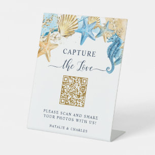 Signe De Table Sous la mer Capture l'amour QR Code Mariage