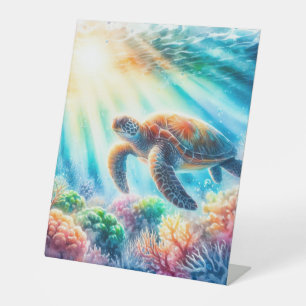 Signe De Table Sous la tortue de mer