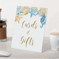 Sous les cartes et cadeaux de mariage bleu mer or
