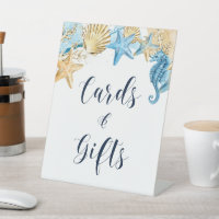 Sous les cartes et cadeaux de mariage bleu mer or