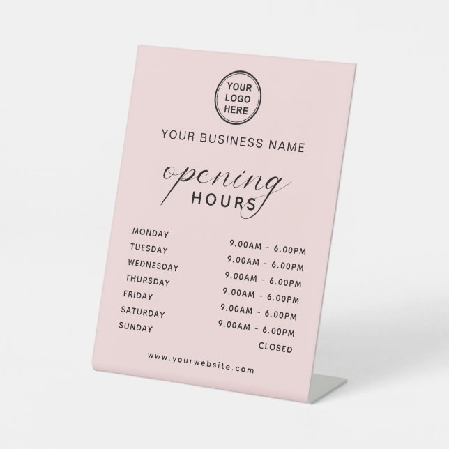 Signe De Table Spa Beauty Salon Opening Hours Display Soft Pink (Recto)