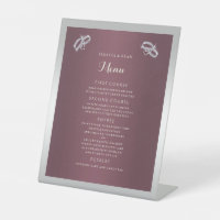 Sparkly Argent Anneaux & Burgandy Menu Mariage