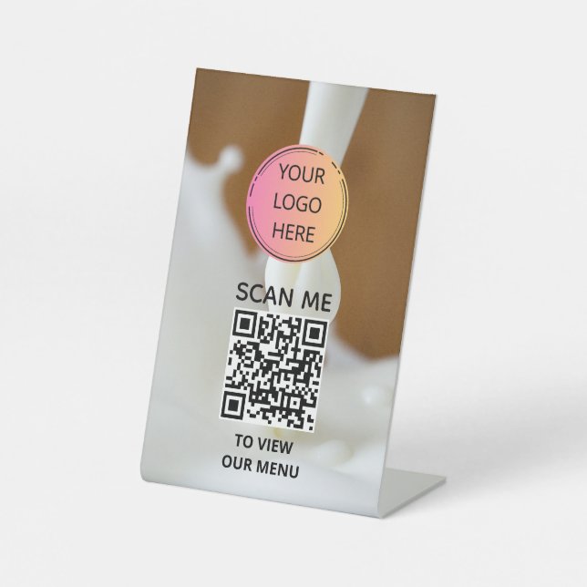 Signe De Table Splash au lait QR Menu Sign (Recto)