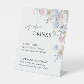 Signe De Table Spring Purple Pink Wildflowers Wedding Bar Menu