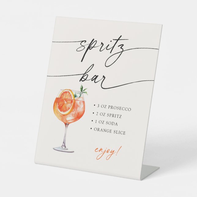 Signe De Table Spritz Bar Modern Calligraphy Table Sign  (Recto)