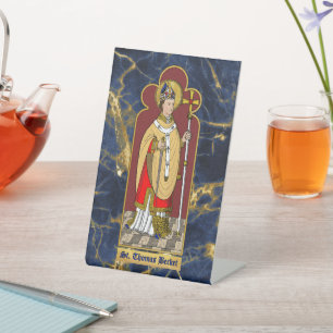 Signe De Table St. Thomas Becket avec épée (M 033; Colorisé)