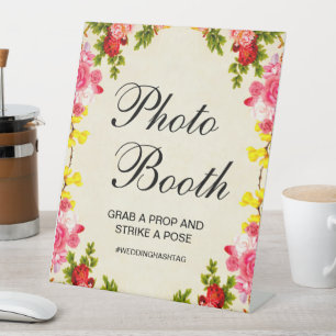 Signe De Table Stand de photo de mariage floral vibrant