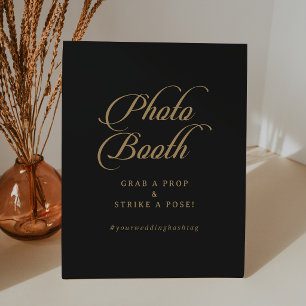 Signe De Table Stand photo classique noir et or pour mariage