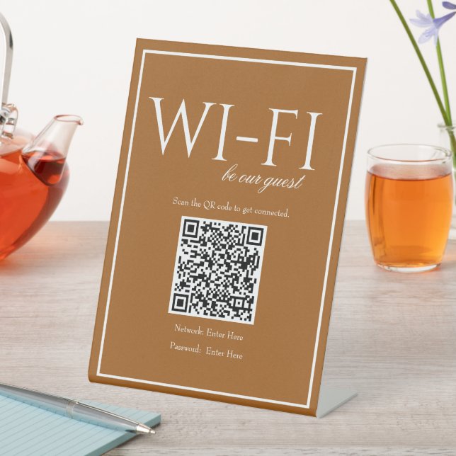 Signe de table standard simple Sienna Wi-Fi QR Cod (In SItu)