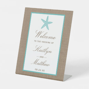 Signe De Table Starfish Turquoise Burlap Beach Wedding Collection