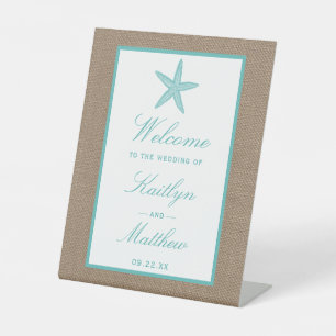 Signe De Table Starfish Turquoise Burlap Beach Wedding Collection