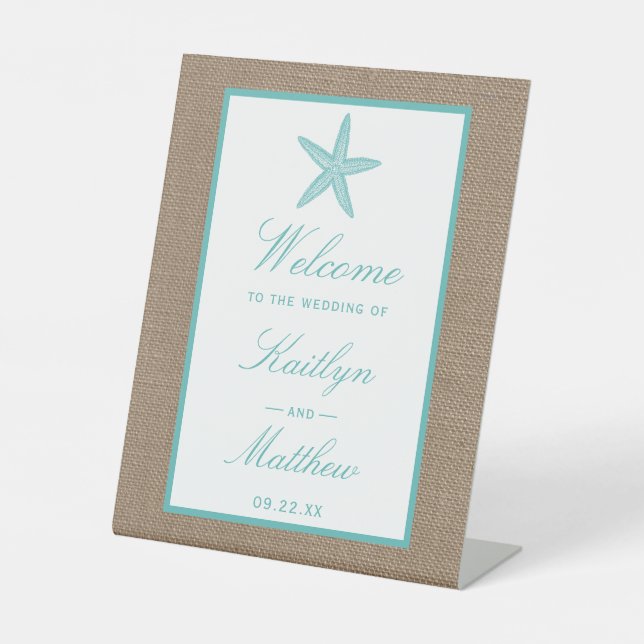 Signe De Table Starfish Turquoise Burlap Beach Wedding Collection (Recto)