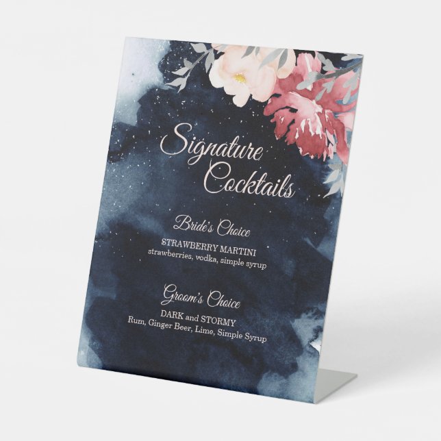 Signe De Table Starry Night Floral Mariage Cocktail Menu (Recto)