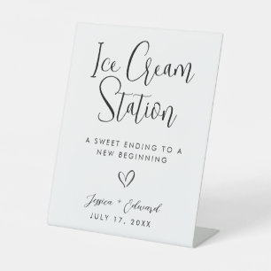 Signe De Table Station de crème glacée Moderne minimaliste Noir B