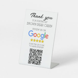 Signe De Table STR Google Review scan QR Code à court terme