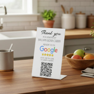 Signe De Table STR Google Review scan QR Code à court terme