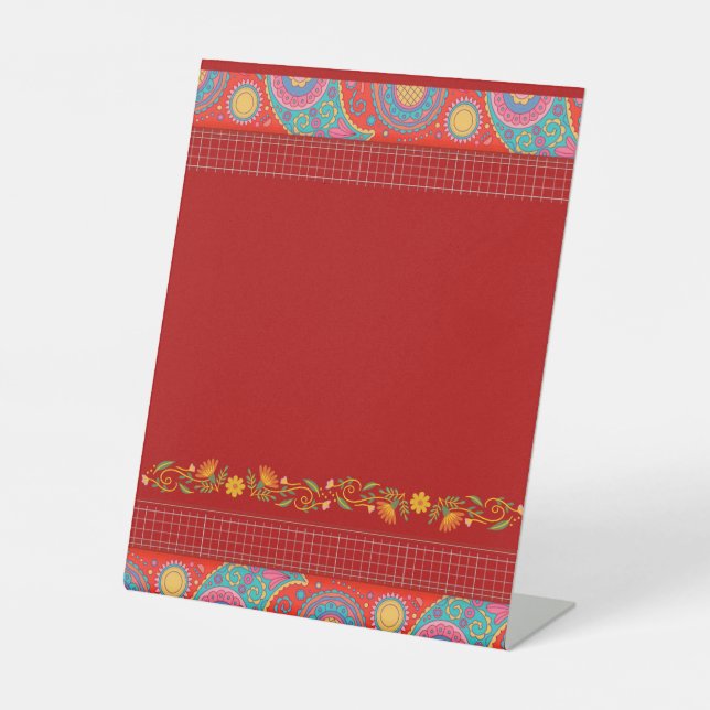 Signe De Table Style de mariage Desi rouge profond Design (Recto)