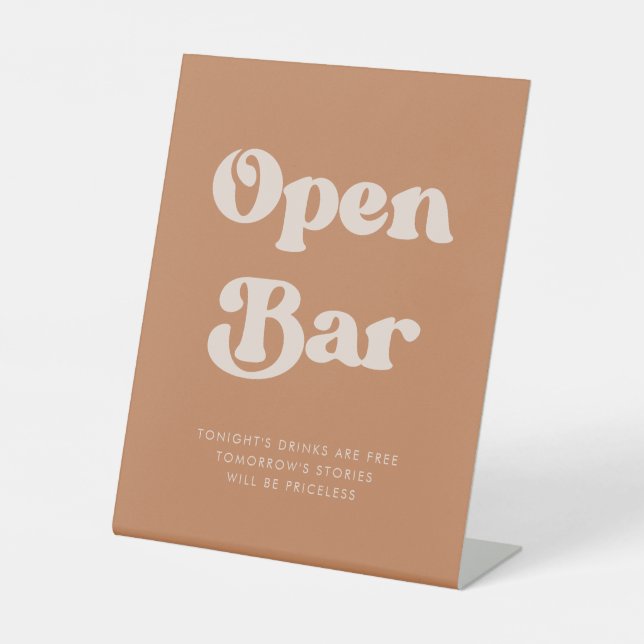 Signe De Table Style rétro Brown sucre Mariage Open Bar (Recto)