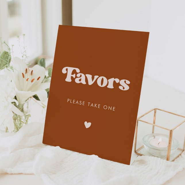 Signe De Table Style rétro Burnt Orange Wedding Faveurs (Créateur téléchargé)
