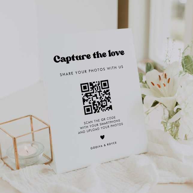 Signe De Table Style rétro noir & blanc Capturer l'amour (Créateur téléchargé)