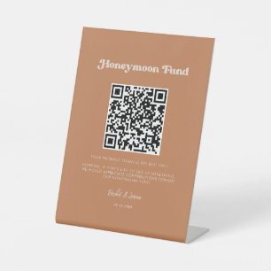 Signe De Table Style rétro sucre Brown fonds Lune de miel code QR
