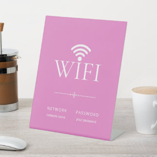Signe De Table Stylish Girly Pink Wifi Network Password Sign