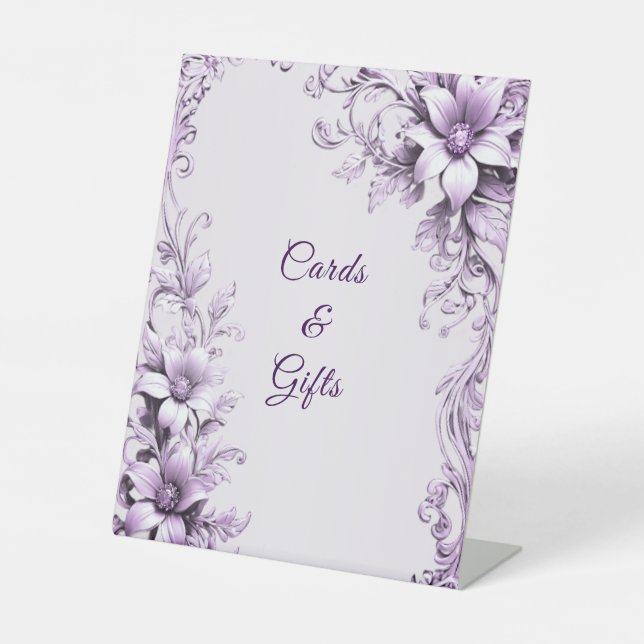 Signe De Table Stylish Purple Flowers Tabletop Signs (Recto)