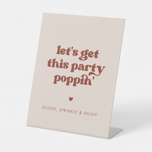 Signe De Table Stylish retro rose Faisons éclater cette fête" (Recto)