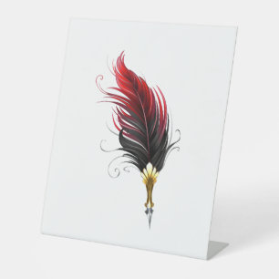 Signe De Table Stylo rouge en plumes avec nib or