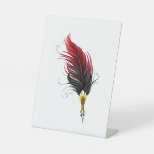 Signe De Table Stylo rouge en plumes avec nib or