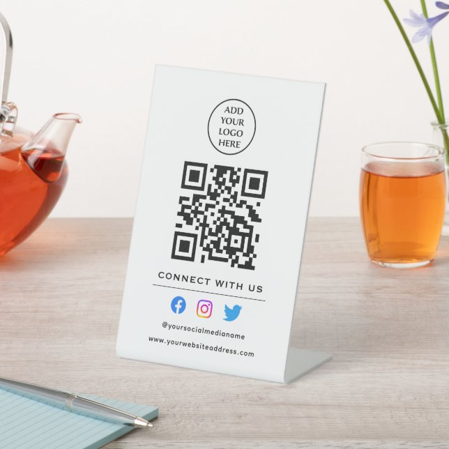 Signe De Table Suivez le code QR pour nous joindre Votre logo (In SItu)