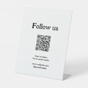 Signe De Table Suivez-nous sur les médias sociaux scanner code QR
