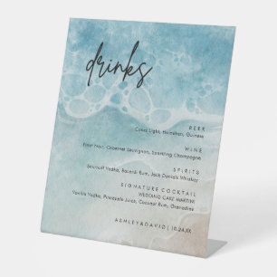 Signe De Table Summer Beach Wedding Large Drinks Bar Menu