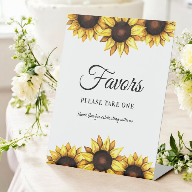 Signe De Table Sunflower Favore Mariage Jaune Blanc (Créateur téléchargé)