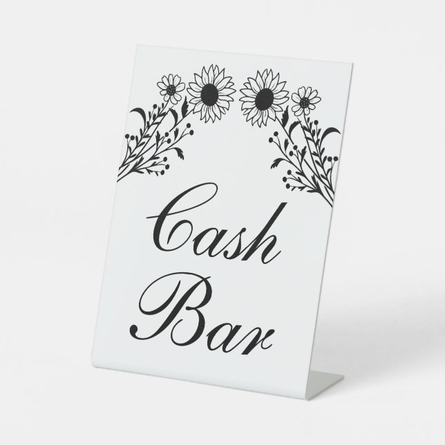 Signe De Table Sunflower Mariage Cash Bar - Flore rustique (Recto)