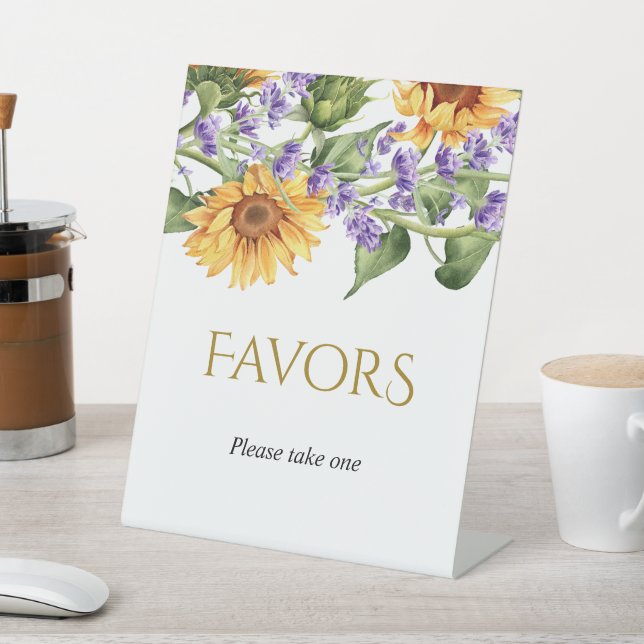 Signe De Table Sunflowers & Lavender Favor Table Top Sign (In SItu)