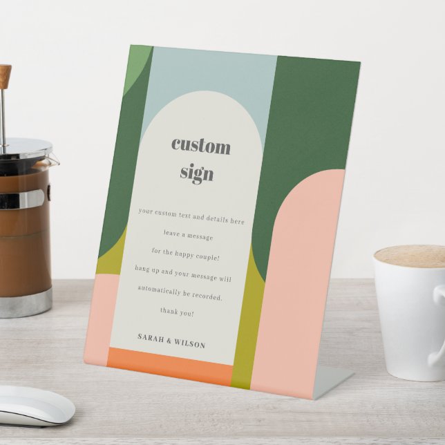 Signe De Table Super Retro Arch Abstrait Mariage Personnalisé (In SItu)