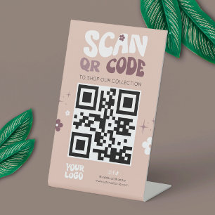 Signe De Table Super Retro tendance site de médias sociaux QR Cod