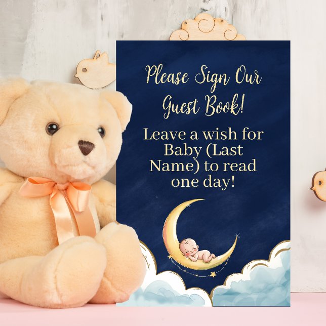 Signe De Table Sur la lune Bébé Baby shower à thème céleste (Créateur téléchargé)