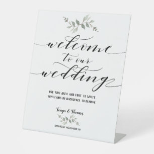 Signe De Table Swash Font Calligraphy Bienvenue À Notre Mariage