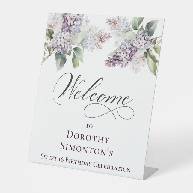 Signe De Table Sweet 16 Purple Lilac Spring Flower Welcome (Recto)